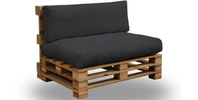 Palettenkissen Palettensofa SOFIA CORD 120x80 Schwarz 1+1