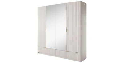 Kleiderschrank mit Spiegel LANTE beige/gold  