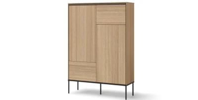 Highboard Hochkommode VISSO VI-02 98 cm Eiche Linear, grifflos, Metallfüße