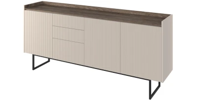 XXL Design Sideboard LAGO 192 cm Sandbeige Eiche Türkommode LED