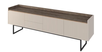 XXL Design TV-Lowboard LAGO 192 cm Sandbeige Eiche geriffelt LED