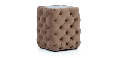 Polster-Nachttisch CHESTERFIELD-LUX (44x44) mit Glasplatte & Steppung