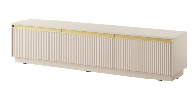 TV-Lowboard ROYAL RTV-180 (Schwarz / Sandbeige) – Gerillte Fronten & Gold