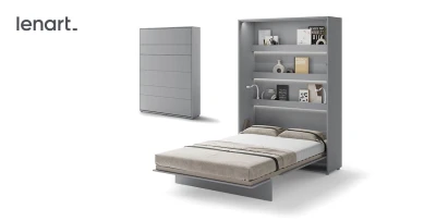 Wandklappbett Bed Concept BC-01 140x200 Schrankbett Vertikal Lenart Gästebett Grau