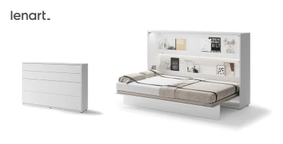 Wandklappbett Bed Concept BC-05 120x200 Schrankbett Horizontal Lenart Gästebett Weiß