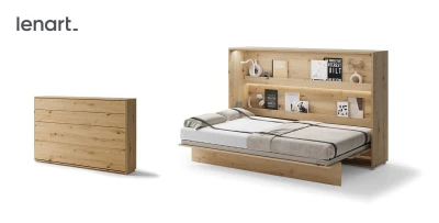 Wandklappbett Bed Concept BC-05 120x200 Schrankbett Horizontal Lenart Bett Eiche Artisan