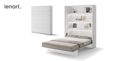 Wandklappbett Bed Concept BC-12 160x200 Schrankbett Vertikal Lenart Gästebett Weiß