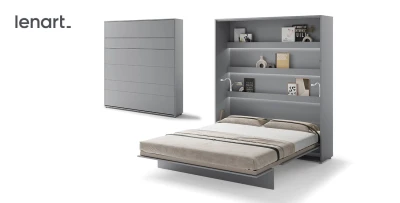 Wandklappbett Bed Concept BC-13 | 180x200 cm | Vertikales Schrankbett Grau | Lenart