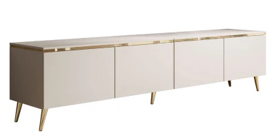 RTV-Schrank Celine 200 cm Kaschmir gold Beine mit LED-Beleuchtung