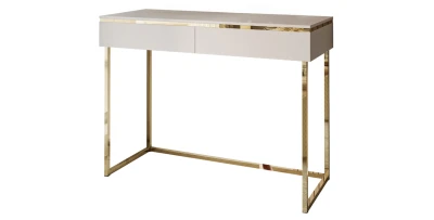 Schminktisch / Konsole AURORA GOLD (102 cm) – Stahlgestell (Kaschmir / Weiß)