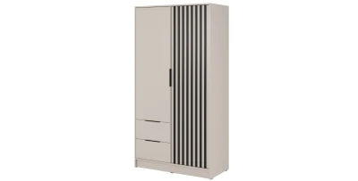 Kleiderschrank NELLY 2D Kaschmir mit Lamellen Schubladen 105 cm