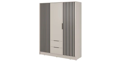 Kleiderschrank NELLY 3D Kaschmir mit Lamellen Schubladen 155 cm