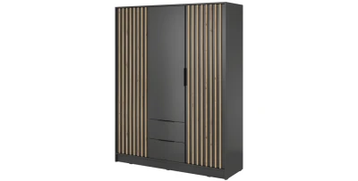 Kleiderschrank NELLY 3D Graphit mit Lamellen Eiche Artisan 155 cm