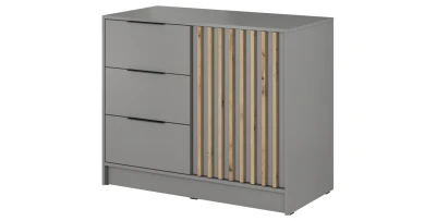 Kommode NELLY 2D Grau mit Lamellen Eiche Artisan 105 cm
