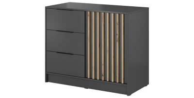 Kommode NELLY 2D Graphit mit Lamellen Eiche Artisan 105 cm