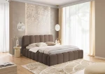Elegantes, braunes Bett Micandi 160x200 cm aus Catch Me (Bouclé) Material mit voluminöser Paneel-Steppung.