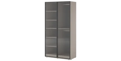 Kleiderschrank Vitrinenschrank SANDBOX FLUTES 100cm – Kaschmir & Riffelglas