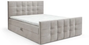Boxspringbett TOP 1 LUX Boucle 180x200 cm (Bonell-Matratze und Topperr), mit zwei Bettkästen für die Bettwäsche 