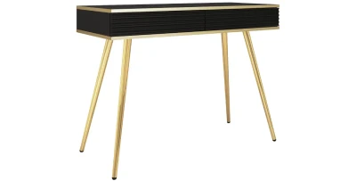 Schminktisch Oro MDF, geriffelt 102x79x50 cm schwarz