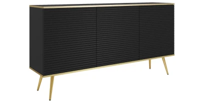Kommode Oro MDF, geriffelt K160 160x85x39 cm schwarz