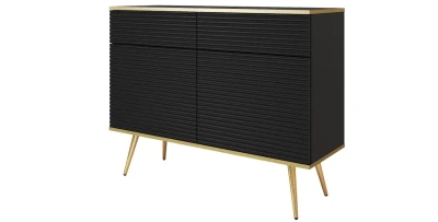 Kommode Oro MDF, geriffelt KSZ107 107x85x39 cm schwarz