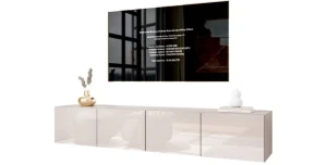 Hänge-Lowboard TV-Schrank NOISY 200cm inkl. LED – Kaschmir Hochglanz