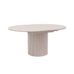 Ovaler Esstisch Linnea 120-160 cm in Beige mit geriffelter Säule