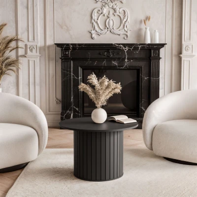 Couchtisch LINNEA Rund Ø 70 cm – Schwarz Matt – Design Säulentisch