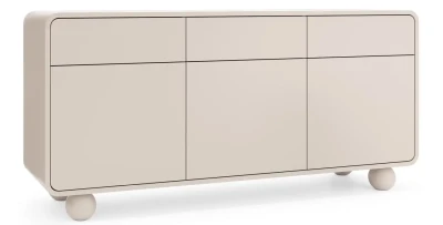Kommode Albion Kaschmir 160 cm Sideboard Japandi Push-to-Open Kugelbeine