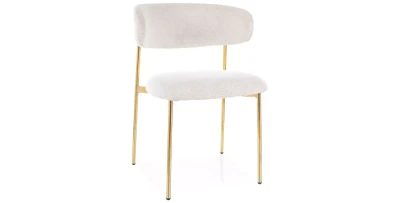 Design Polsterstuhl ELYSE Beige Gold Esszimmerstuhl Metallbeine