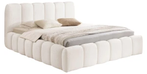 Designer Polsterbett Micandi Bouclé 200x200 mit Stauraum