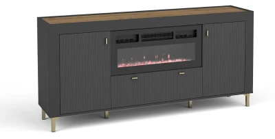 Kommode mit elektrischem Kamin Mossa MO7 Schwarz