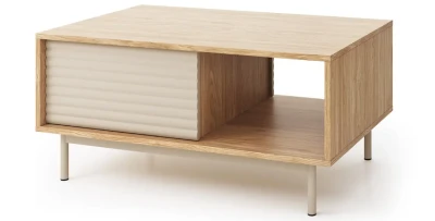 Couchtisch Beistelltisch TILA TI5 100 cm Kaschmir Geölte Eiche, Geriffelte Front, Schublade