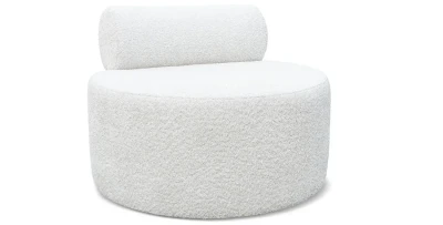 Runder Bouclé Sessel NUBO (Ø 90 cm) – Minimalistischer Lounge-Sessel im Teddy-Look