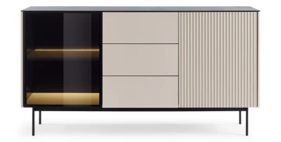 Kommode ORTA KSZ-157 Kaschmir mit LED – Geriffelte Front