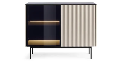 Design-Vitrine ORTA K-107 Kaschmir mit LED & Glasfront