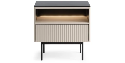 Nachttisch ORTA S-57 Kaschmir mit LED – Geriffelte Front
