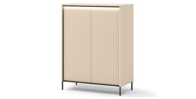 Kommode Garderobenkommode TREND TG-03 79cm – Sandbeige & Japandi – LED & 8 Böden
