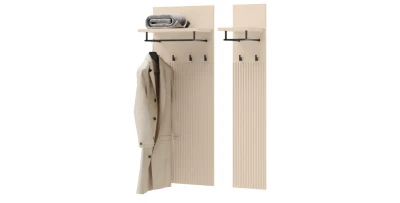 Garderobenpaneel Wandgarderobe TREND TG-06 – Sandbeige & Japandi – mit Hutablage