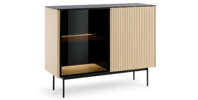 Design-Vitrine ORTA K-107 Eiche Vincenza LED & Glasfront