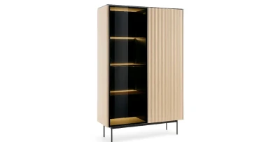 Hochvitrine ORTA WTSZ-107 Eiche Vincenza mit LED & Glasfront
