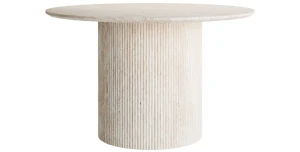 Runder Esstisch Ø 120 cm ORI Säulentisch Rillenoptik MDF Matt