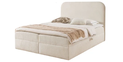 Luxus Boxspringbett ALBA 160x200 cm Bouclé mit Bettkasten & Topper