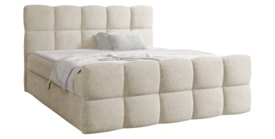 Luxus Boxspringbett VALENTINO 200x200 cm Bouclé mit Bettkasten & Topper