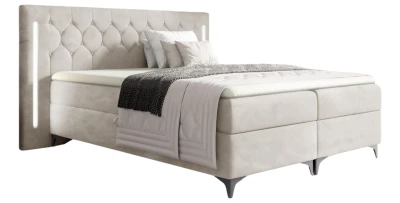 Boxspringbett CALIFORNIA 140x200 Doppelbett LED Samt Matratze Topper