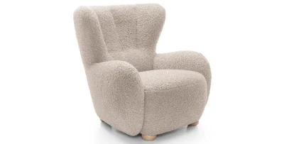 Design-Sessel Ciro | Bouclé-Bezug & massive Eichenbeine