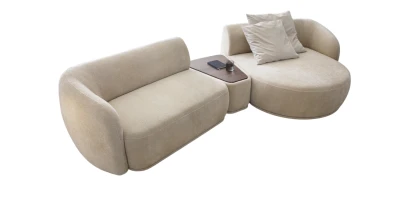 Modulares Ecksofa NOBO 2L/2P+TPFT+OTR/L, abgerundete Formen  