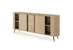 XXL-Sideboard-Kommode-MIZU-196-cm-Cremona-Eiche-Lamellen-Schiebetüren