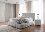 Hellgraues Bouclé Bett Cande 160x200 in stilvoller Einrichtung