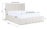 Technische Zeichnung und genaue Maßangaben für das Bett Cande 160x200